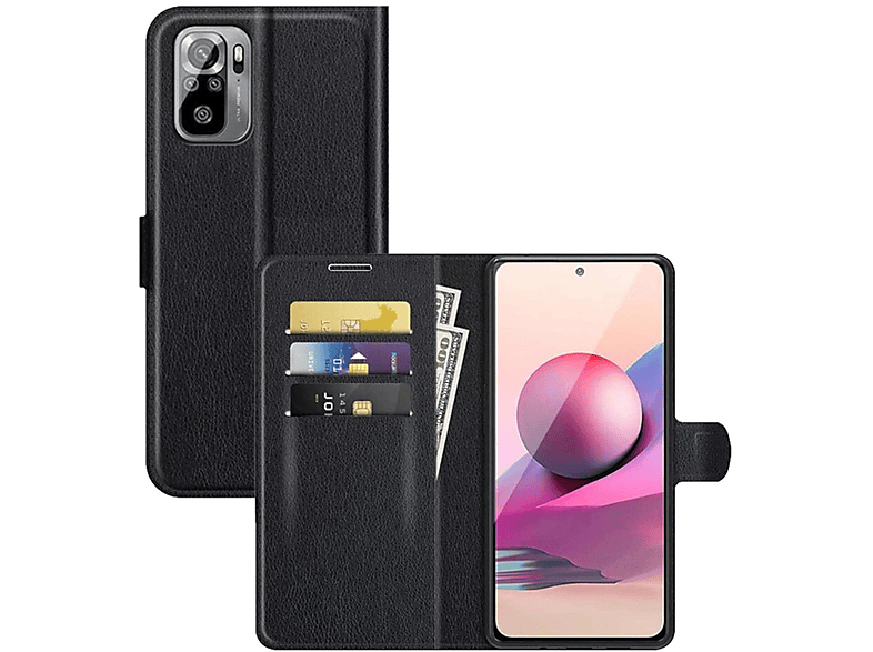 WIGENTO Wallet Book Tasche & Kreditkarten / Geld Fach, Bookcover, Xiaomi, Redmi Note 10 5G, Schwarz