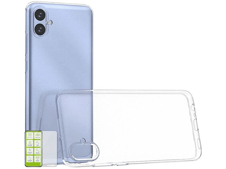 Samsung, dünn Backcover, WIGENTO Galaxy Glas Silikon A04e, TPU Folie, Transparent Hülle Produktset + Hart H9 Panzer