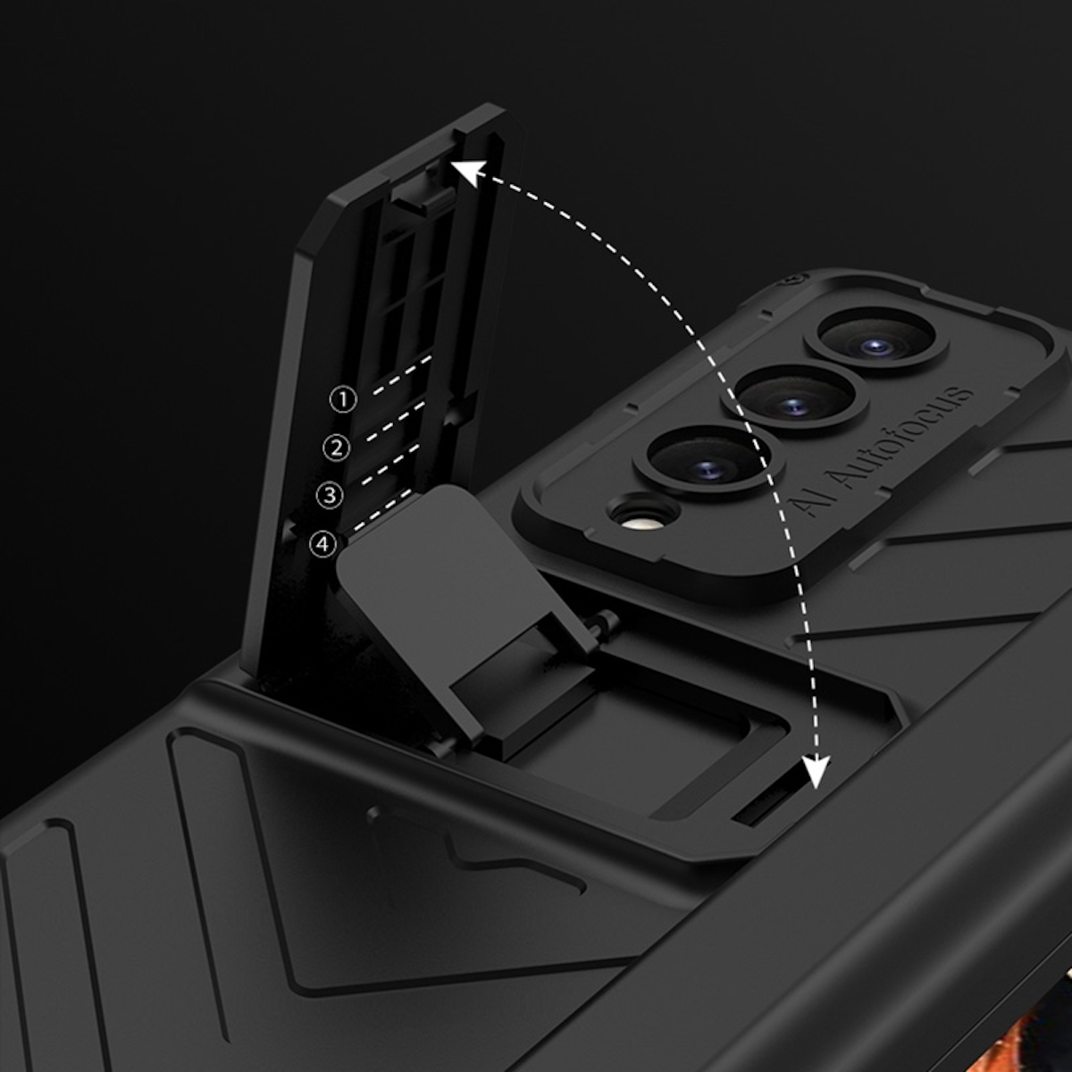 WIGENTO Armor Flip Kunststoff Design Hülle Fold4 5G, Full aufstellbar, Galaxy Samsung, Z Grau Cover