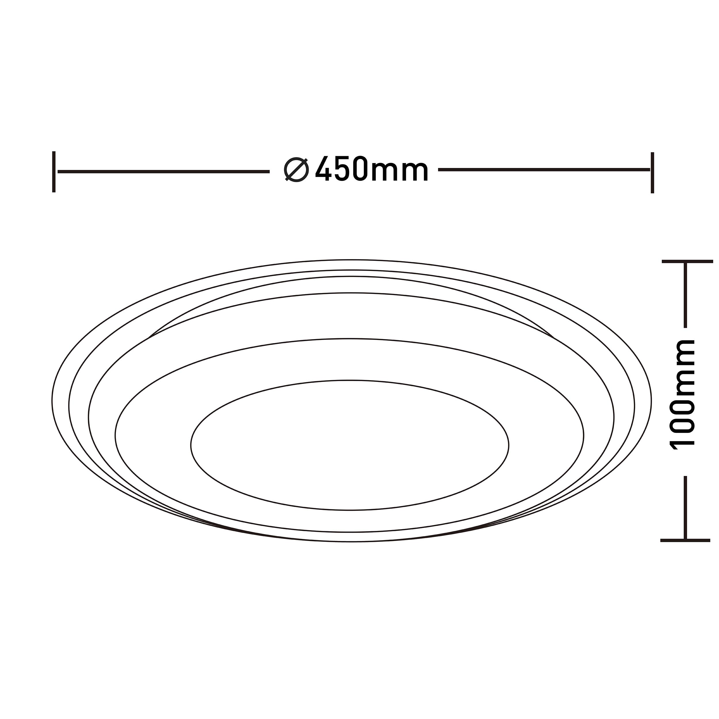 Ein Top-Down-Diagramm zeigt eine Reihe von Ovalen mit Abmessungen.