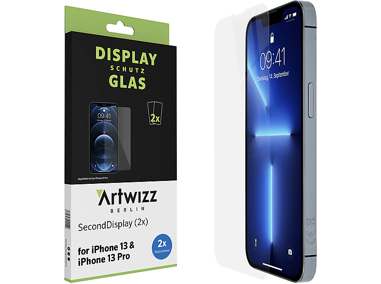 ARTWIZZ SecondDisplay (2er Pack) Displayschutz(für Apple iPhone 14, iPhone 13, iPhone 13 Pro (6.1\'))
