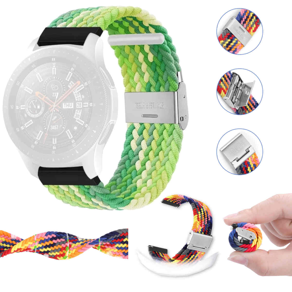 WIGENTO Nylon Design Classic Pro / Sport Watch Samsung, 44 / 42 6 6 45mm / Watch / Grün Ersatzarmband, 40 4 47 Watch 4 / mm, mm 46 5 Band, / Galaxy 5 43 mm