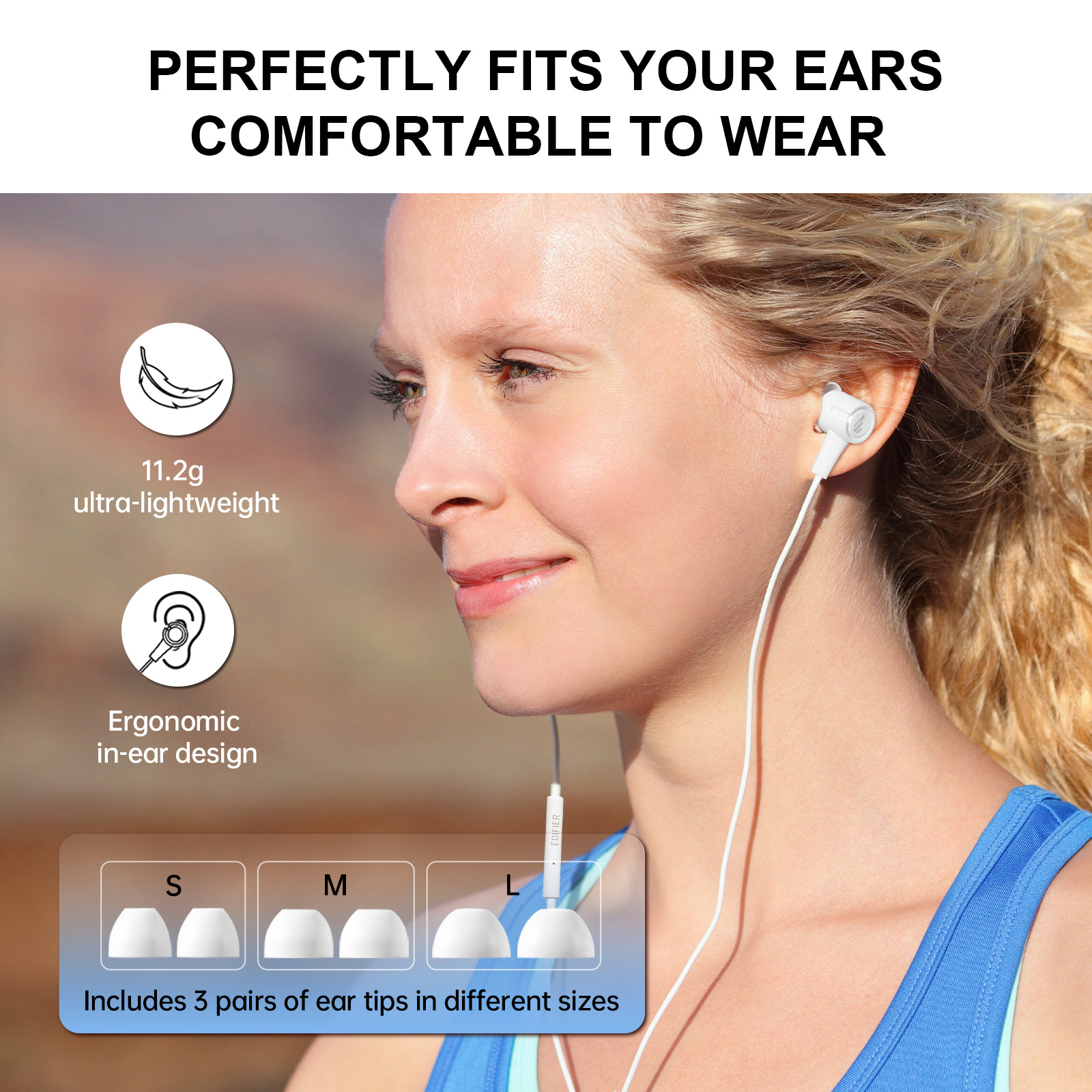 Kopfhörer In-ear kabelgebundener P205, weiß EDIFIER