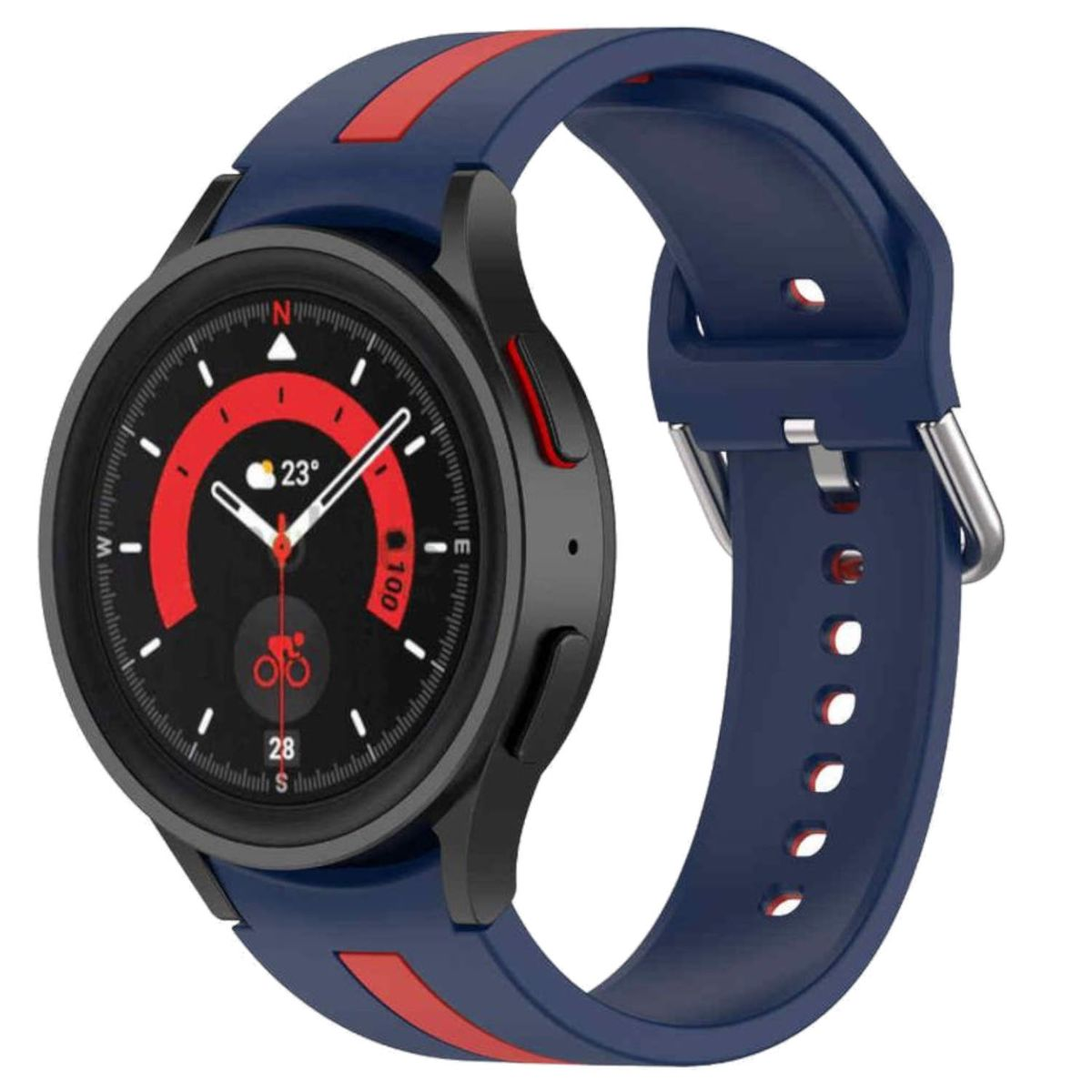 WIGENTO Kunststoff / Silikon Galaxy 6 mm 44 Samsung, Watch / 4 / 5 Rot / 40 45mm / Watch 4, / Blau / Sport 5 Band, Pro Ersatzarmband, 6 Design Watch