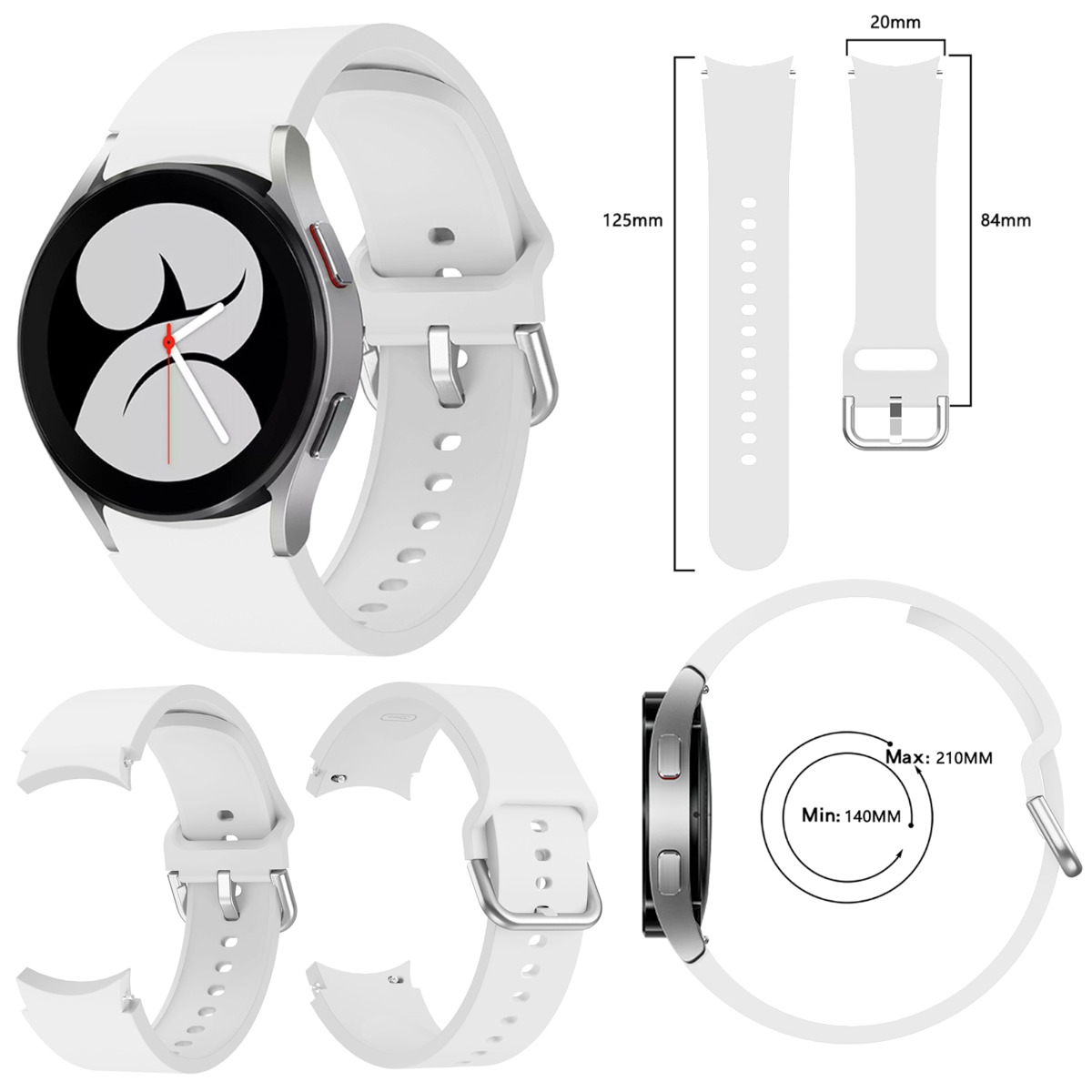 5 Ersatzarmband, mm 6 / WIGENTO Samsung, 47 / / Kunststoff Armband, 5 Silikon 40 46 6 4 Galaxy Watch mm Weiß mm, Watch / 43 44 Pro Classic 45mm / Watch / 42 / 4