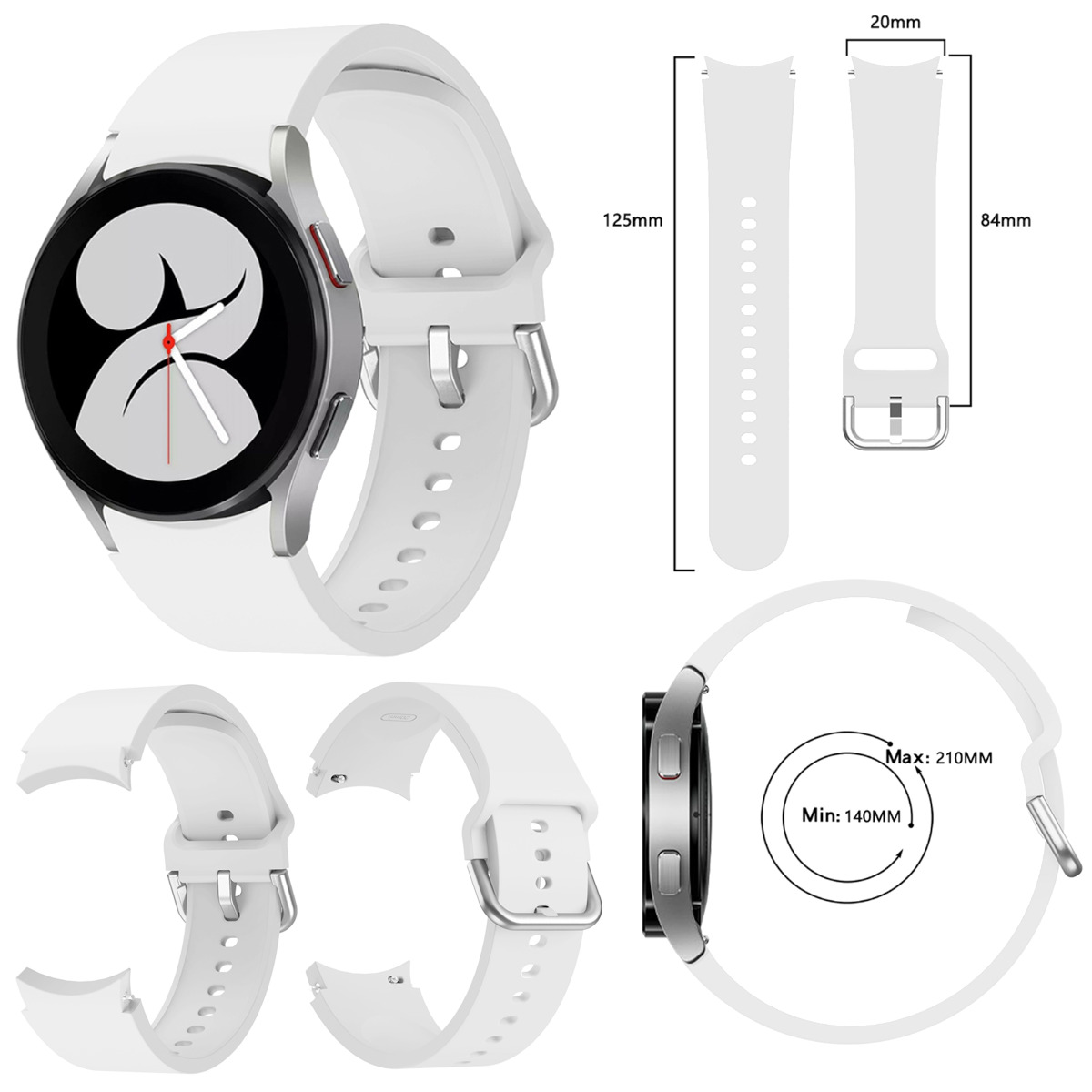 46 mm, Watch Classic / mm 4 Ersatzarmband, 45mm / Watch 4 / 47 Samsung, 6 Armband, Kunststoff Watch / 42 40 5 / 43 mm / 6 Weiß Silikon 5 WIGENTO Galaxy Pro / 44