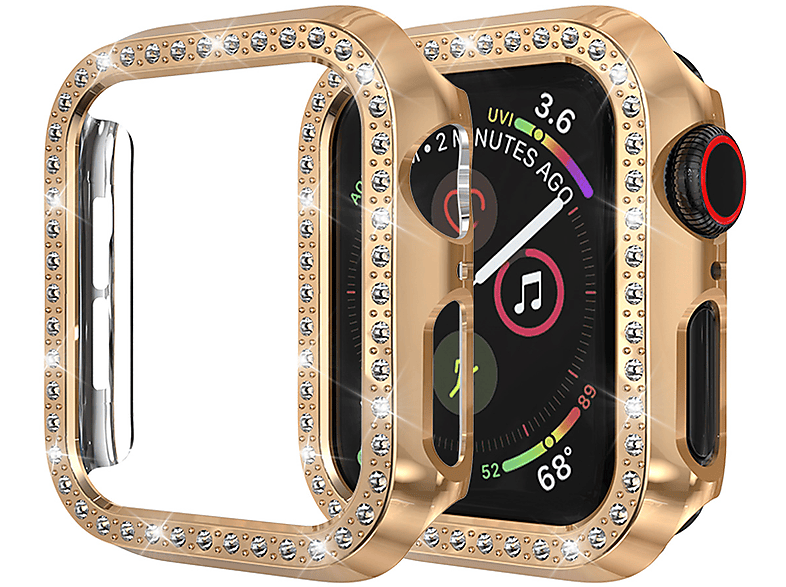 DIIDA Smartwatch-Hülle Schutzhülle, Das diamantbesetzte Gehäuse, 40mm, Schutzfolie, Apple, 40mm, Rotgold