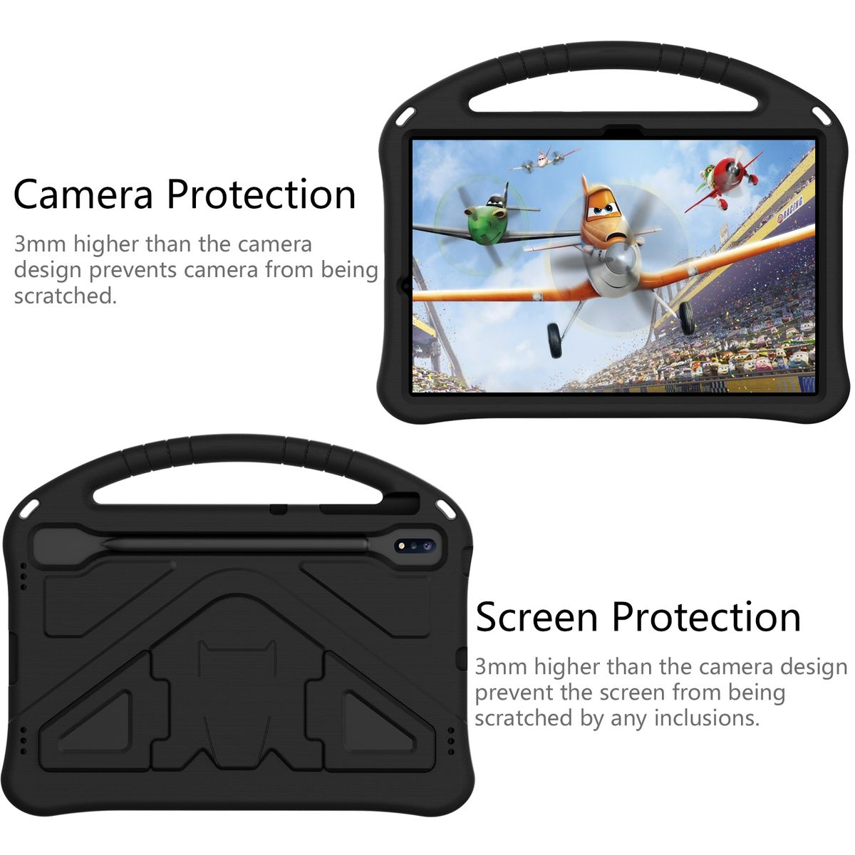 WIGENTO Kunststoff / Outdoor Silikon Tablethülle Kunststoff, Tragerahmen Samsung mit Backcover Schwarz Hülle für