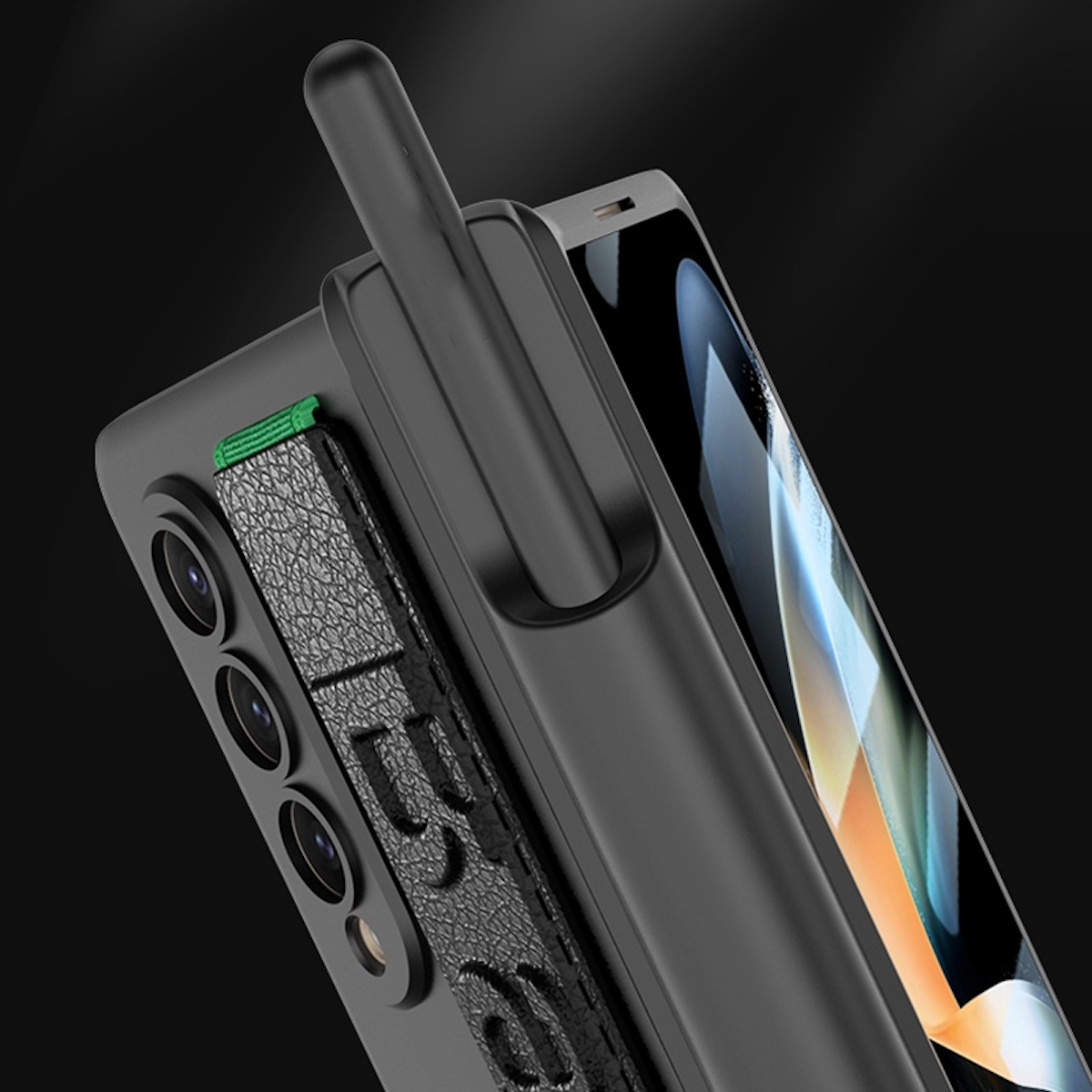 WIGENTO Magnetische Kunststoff / Fold4 5G, Stift Galaxy & Z Halteband Full Halterung, Glas Cover, Samsung, Carbon Hülle