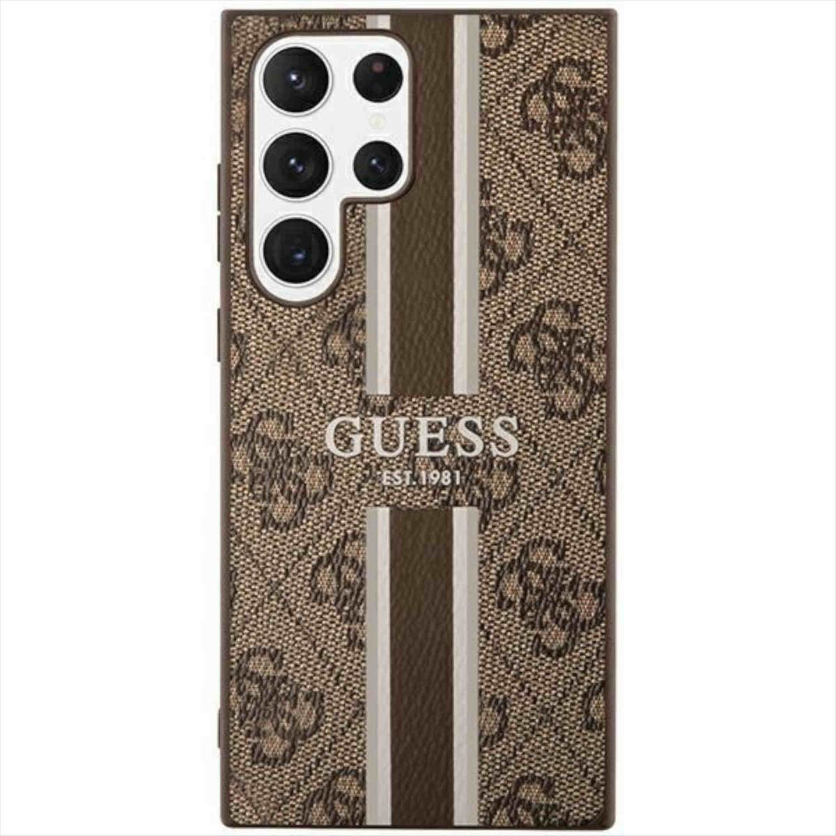 GUESS 4G Printed Backcover, Ultra, Collection Samsung, Hülle, Galaxy Stripe Design Braun S23