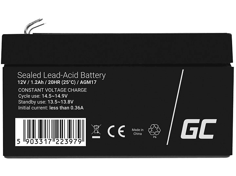 GREEN CELL Kinderfahrzeug-Batterie, 1,2 AGM17 AGM mAh VRLA