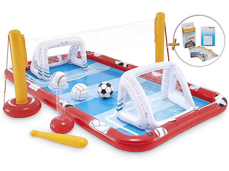 + - Playcenter Planschbecken, Action & Reparaturflicken Wasserpflege INTEX Sports Playcenter, (325x267x102cm) mehrfarbig