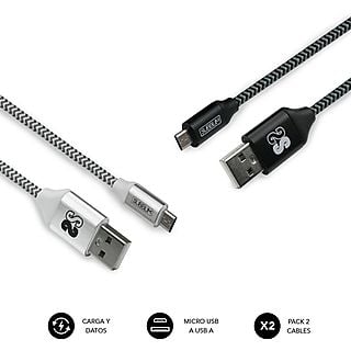 Pack 2x cables USB A-Micro USB - SUBBLIM SUB-CAB-1MU001, USB 2.0, 300