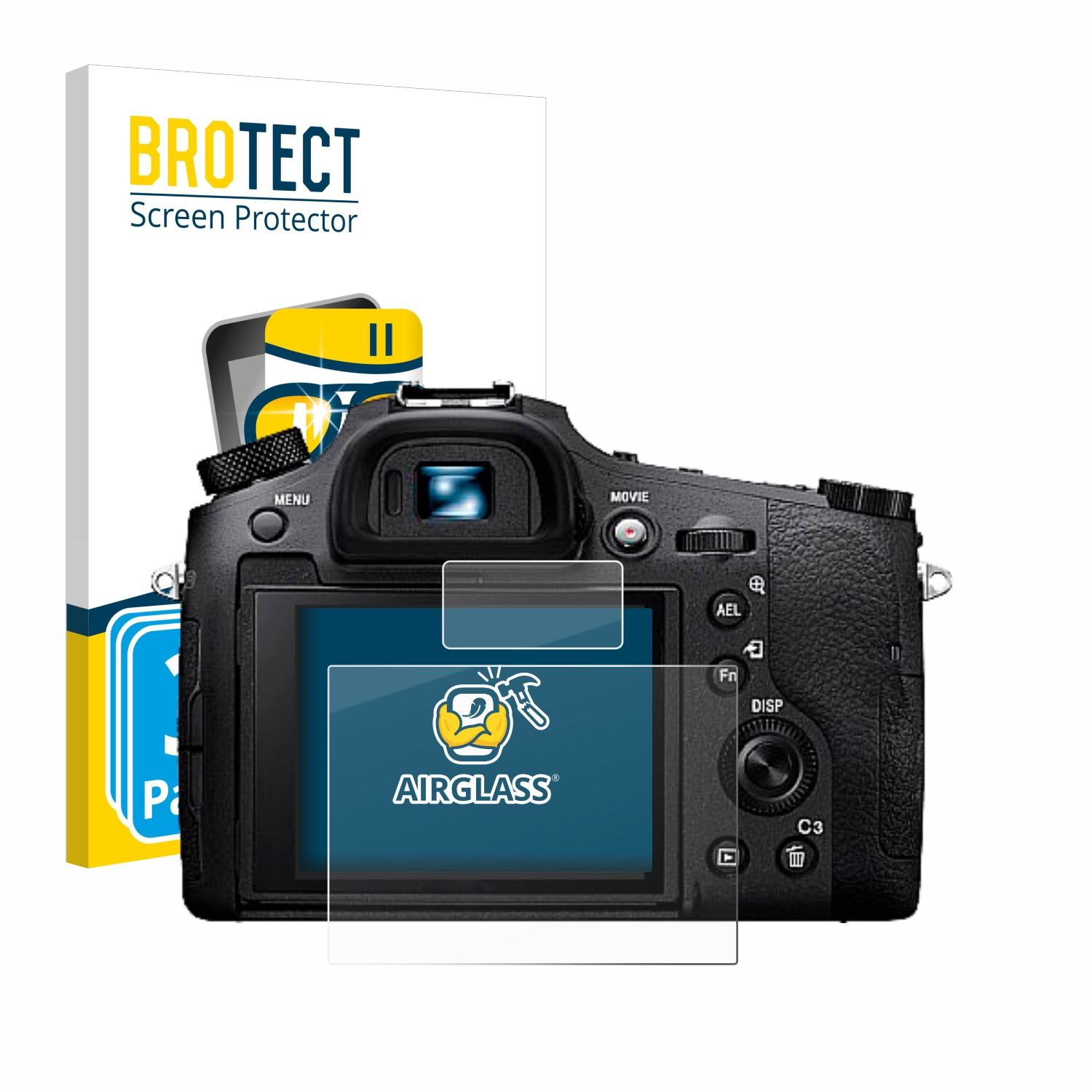 Schutzfolie(für 3x Sony Airglass DSC-RX10 BROTECT IV) klare Cyber-Shot