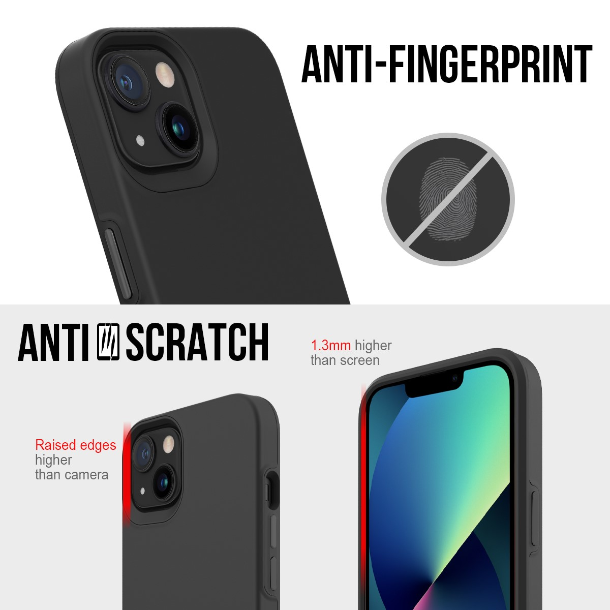 Handyhülle mit Anti-Fingerabdruck- und Kratzschutz. Erhöhte Kanten zum Schutz.