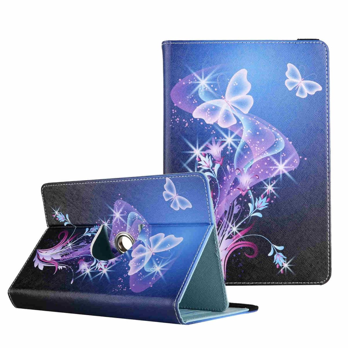 WIGENTO 360 Grad Full für Motiv Silikon Xiaomi Muster Leder Tasche Blau Rotation Tablethülle aufstellbare / Kunst Cover Druck mit Kunststoff Kunstleder, 