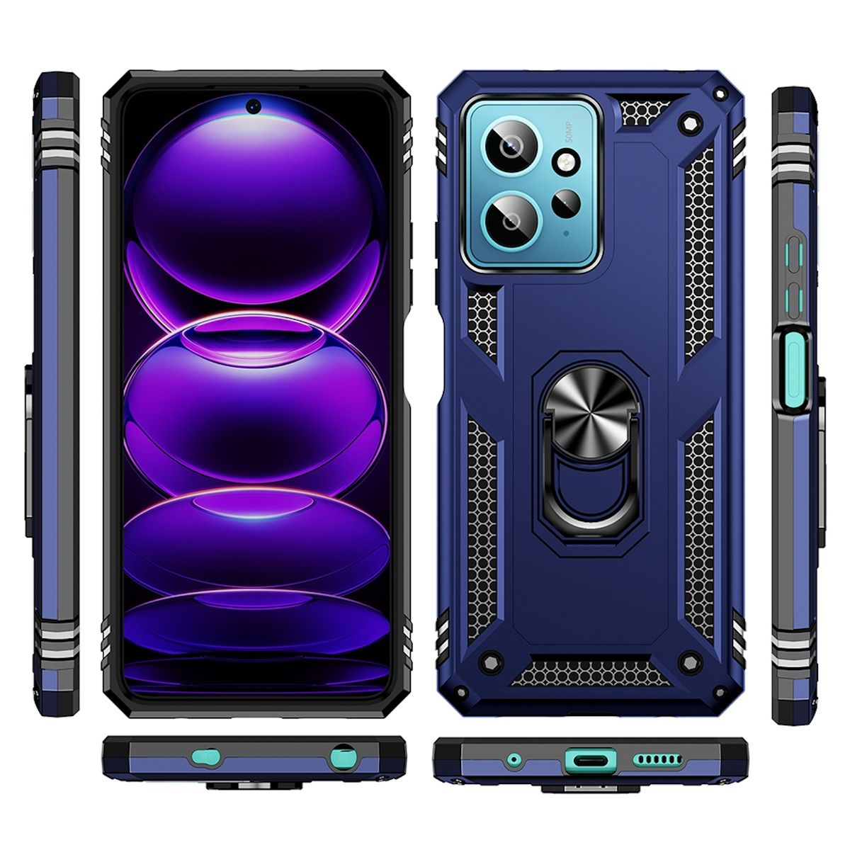 WIGENTO Design Magnet robust 4G, aufstellbar, Redmi Hülle Blau Backcover, Ring Xiaomi, Note 12