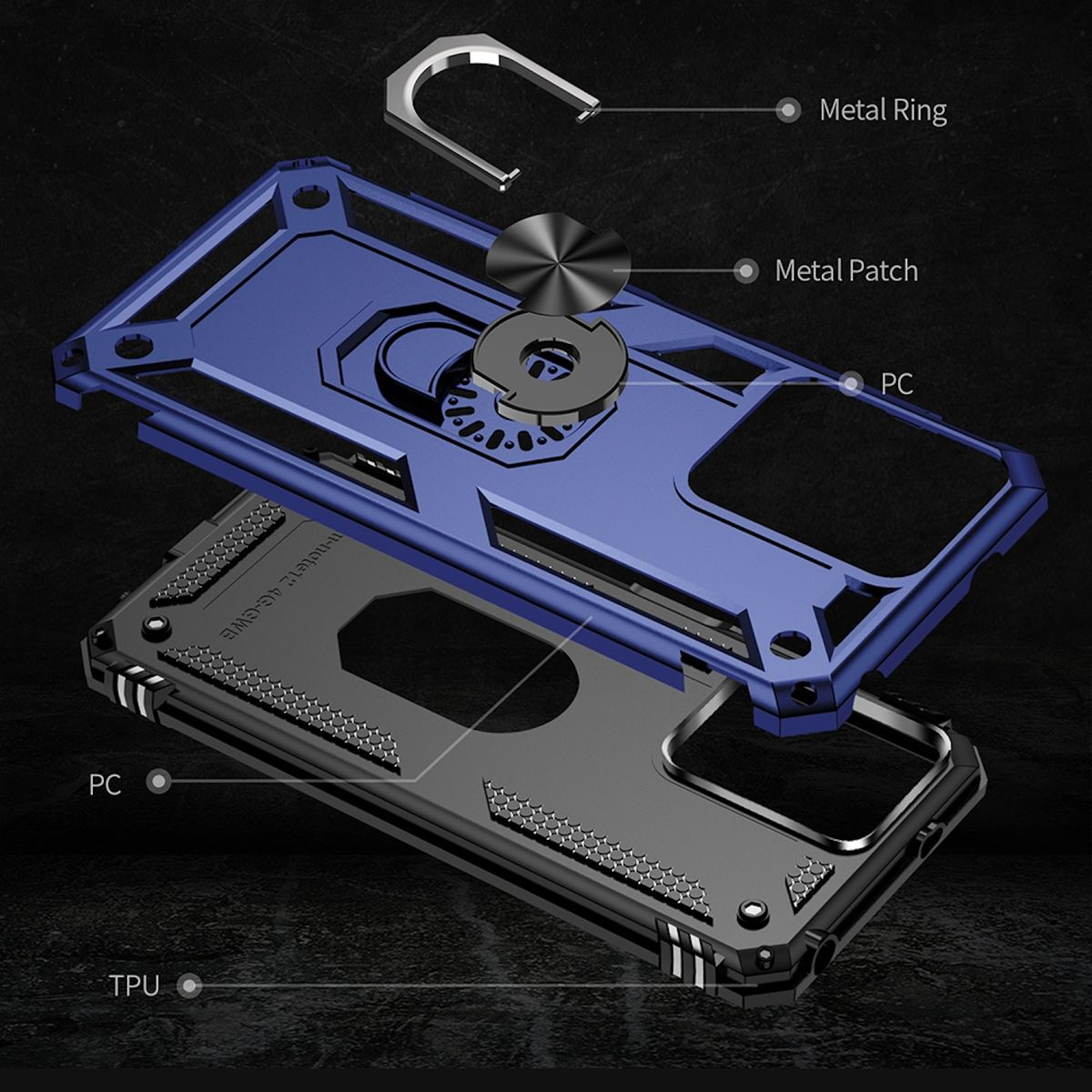 Design Xiaomi, Redmi WIGENTO Magnet Note 12 Ring robust Backcover, Blau aufstellbar, 4G, Hülle