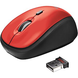 Ratón inalámbrico - TRUST YVI/ Hasta 1600 DPI/ Rojo, USB tipo A, Rojo