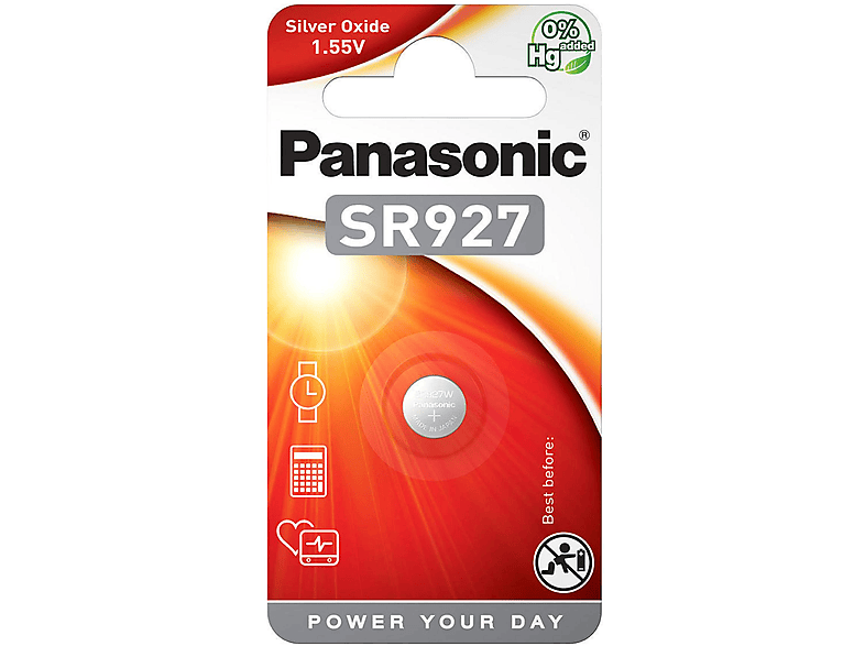 PANASONIC SR 927 EL SR927 Knopfzelle, Silber-Oxid, 1.55 Volt, 55 mAh