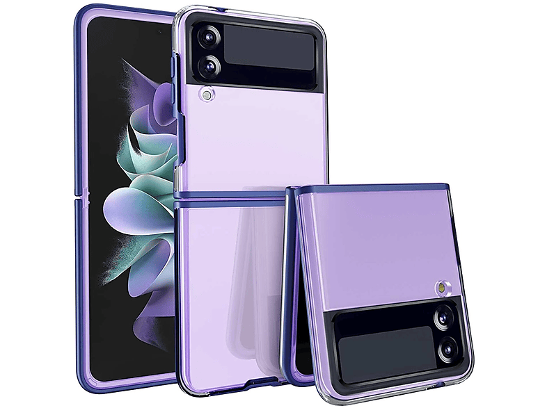 Flip3 5G, Galaxy dünn, Samsung, Blau TPU Hülle Crystal Schutz Flip Cover, Z Design WIGENTO