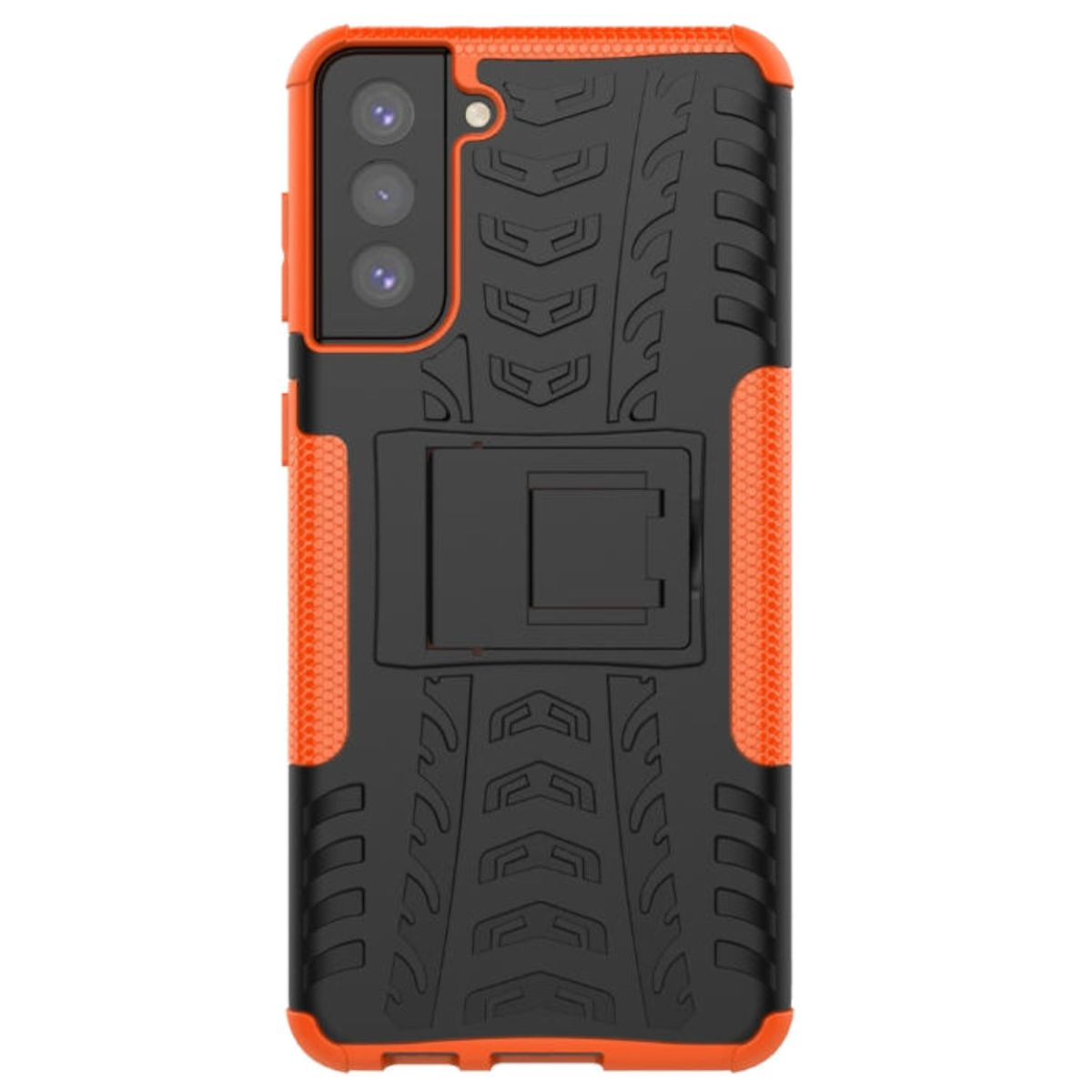 WIGENTO Outdoor / Orange Schwarz Backcover, Schutz G991B, Samsung, Hülle, S21 Galaxy Hybrid Silikon