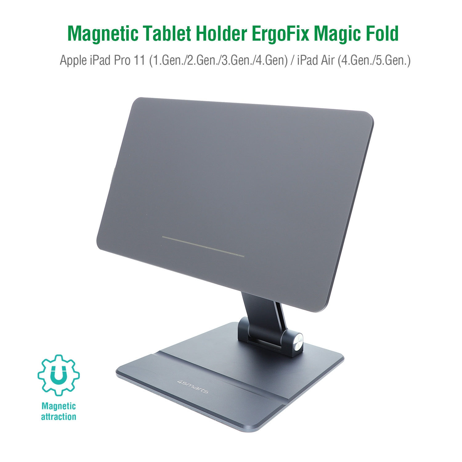 4SMARTS ErgoFix Tischständer, Fold Grau Magnetische Magic