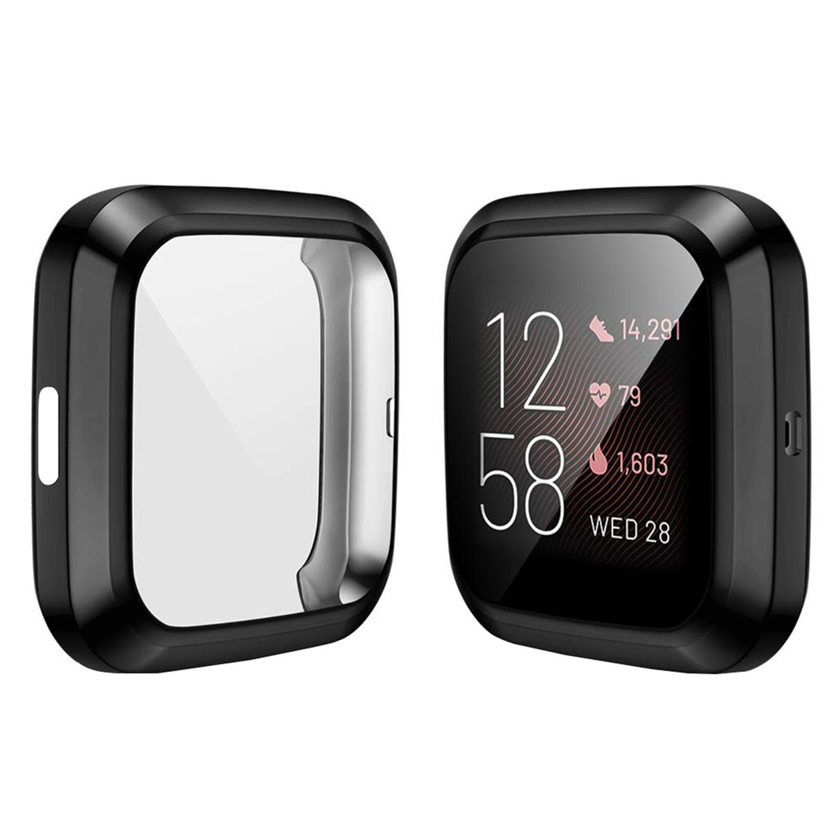 Fitbit 2) Uhrengehäuse(für Uhrenhülle Smartwatch Versa Schutzhüllefür versa Fitbit 2, Displayschutzfolie 2 Versa DIIDA Vollumhüllung Fitbit