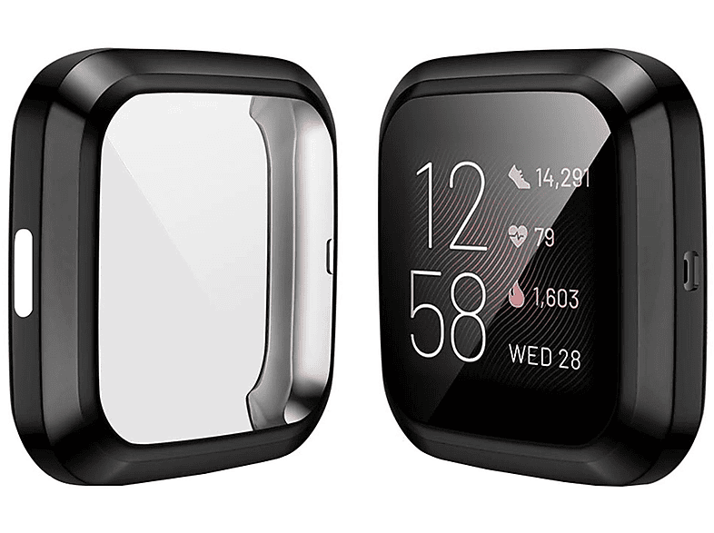 Fitbit 2) Uhrengehäuse(für Uhrenhülle Smartwatch Versa Schutzhüllefür versa Fitbit 2, Displayschutzfolie 2 Versa DIIDA Vollumhüllung Fitbit