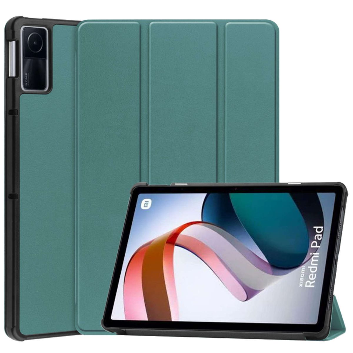 / Kunstleder, Wake Kunststoff Dunkel 3folt / Cover Hülle Grün Silikon Cover UP Full Tablethülle Smart für WIGENTO Xiaomi