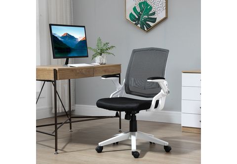 Silla de oficina, silla de escritorio, silla ergonómica de respaldo alto  con soporte lumbar, reposabrazos abatibles, reposacabezas de piel  sintética