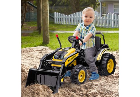 Tractor Eléctrico Infantil - HOMCOM Tractor Eléctrico para Niños, 132x62x65  cm, color Amarillo, 370-167V90YL