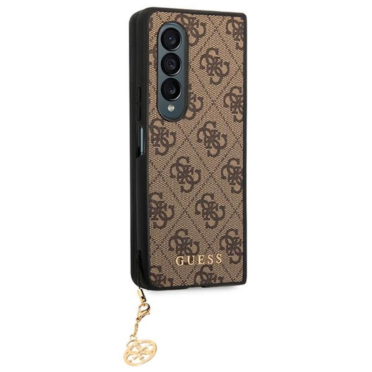 GUESS 4G Backcover, Z Hülle, Braun Charms Fold4, Collection Design Samsung, Galaxy