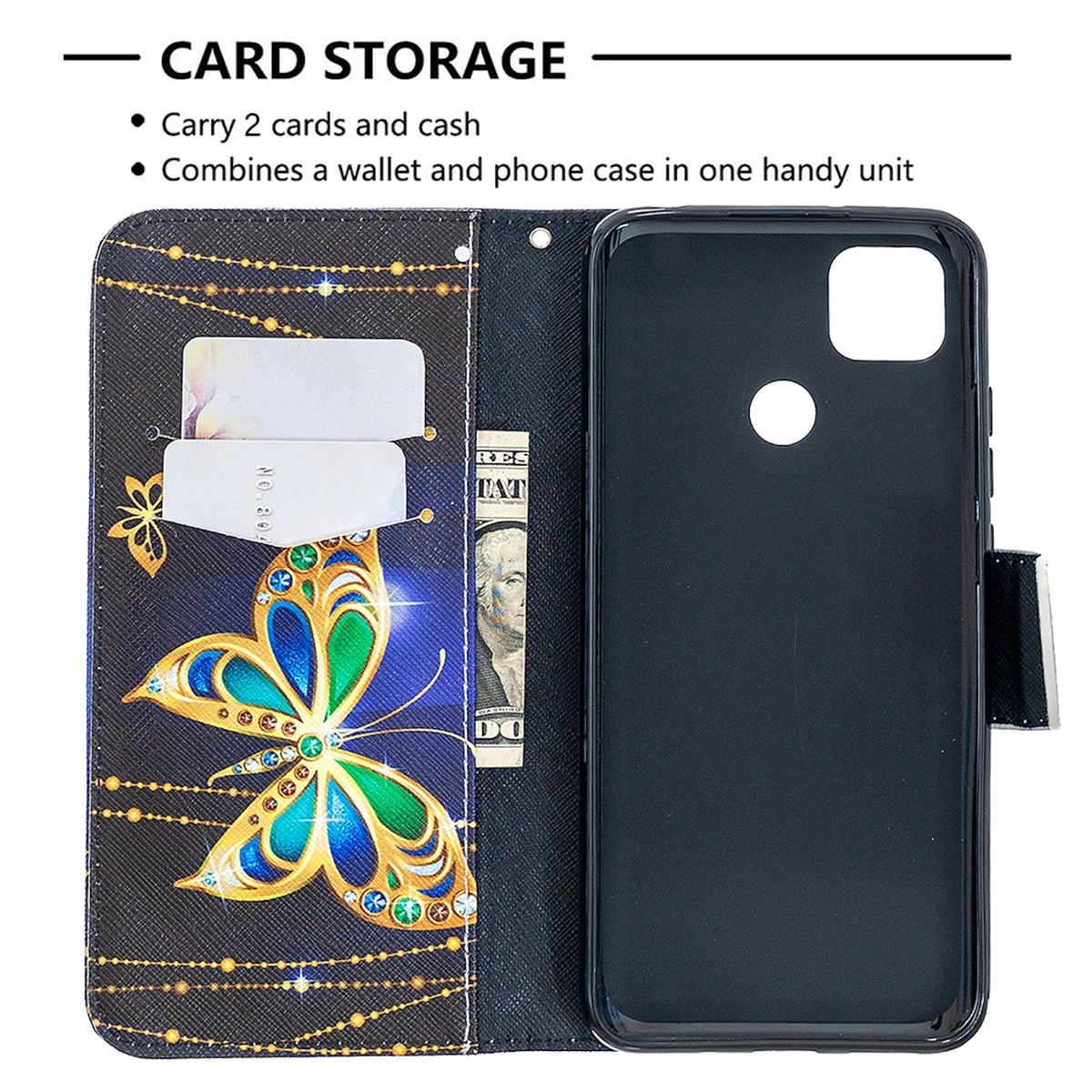 Motiv WIGENTO Etuis Case Xiaomi, Muster Kreditkarten Design 9C, Redmi Weiß Druck Book mit Bookcover, mit Fach,