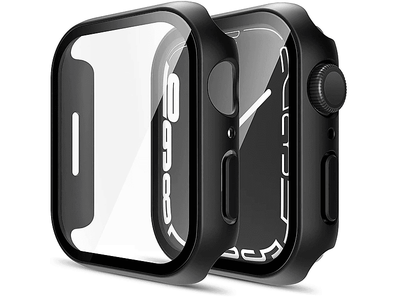 KINSI Smartwatch-Hülle Gehäuse 45mm, Smartwatch Schutzfolien, Für Apple, Für iWatch Series 1, 2, 3, 4, 5, 6, 7 und SE, Schwarz