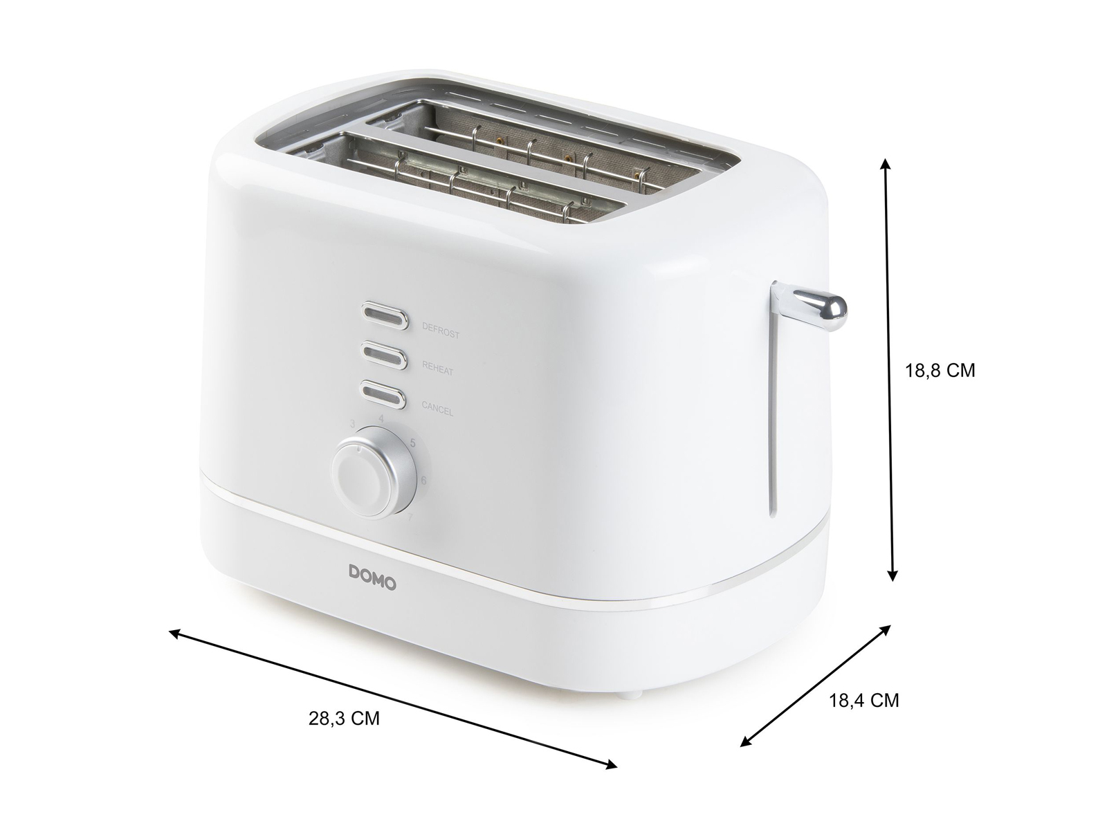DO964T Schlitze: Weiß DOMO (850 2) Toaster Watt,