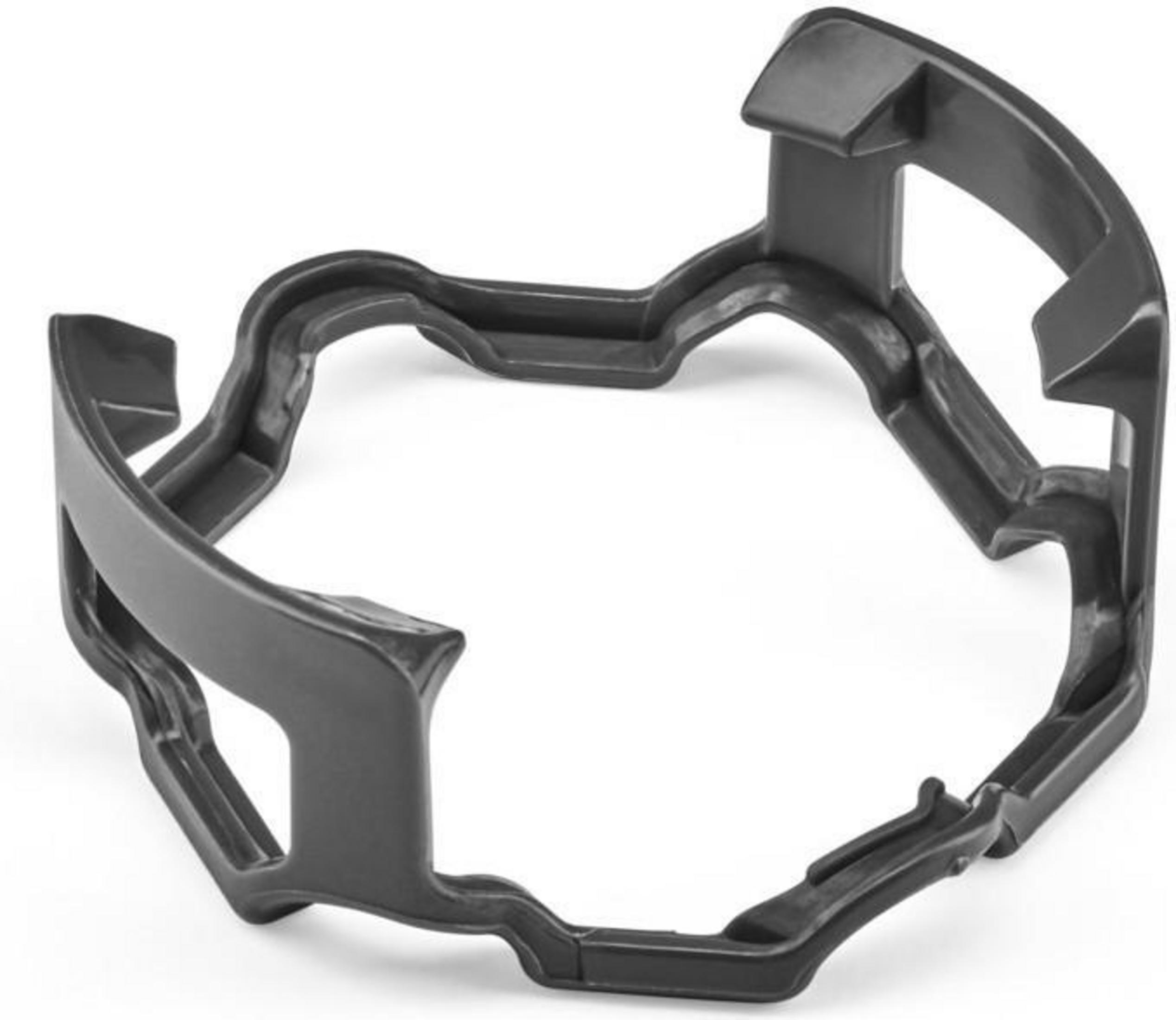 Parte in plastica nera a forma di anello. Design angolare con ritagli.