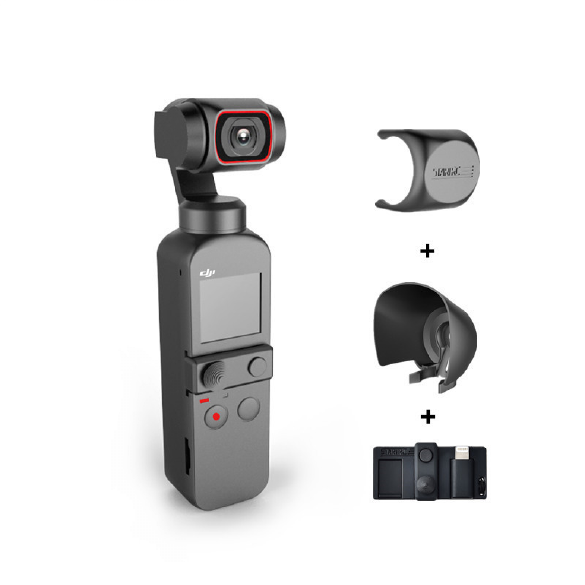 INF Gegenlichtblende 2 Kamera DJI für Objektivdeckel-Adapterhalter Zubehör, OSMO Pocket Schwarz