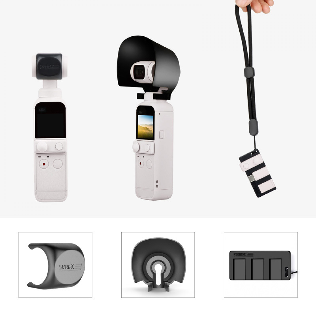 INF Gegenlichtblende Objektivdeckel-Adapterhalter für Zubehör, DJI Kamera Pocket 2 OSMO Schwarz