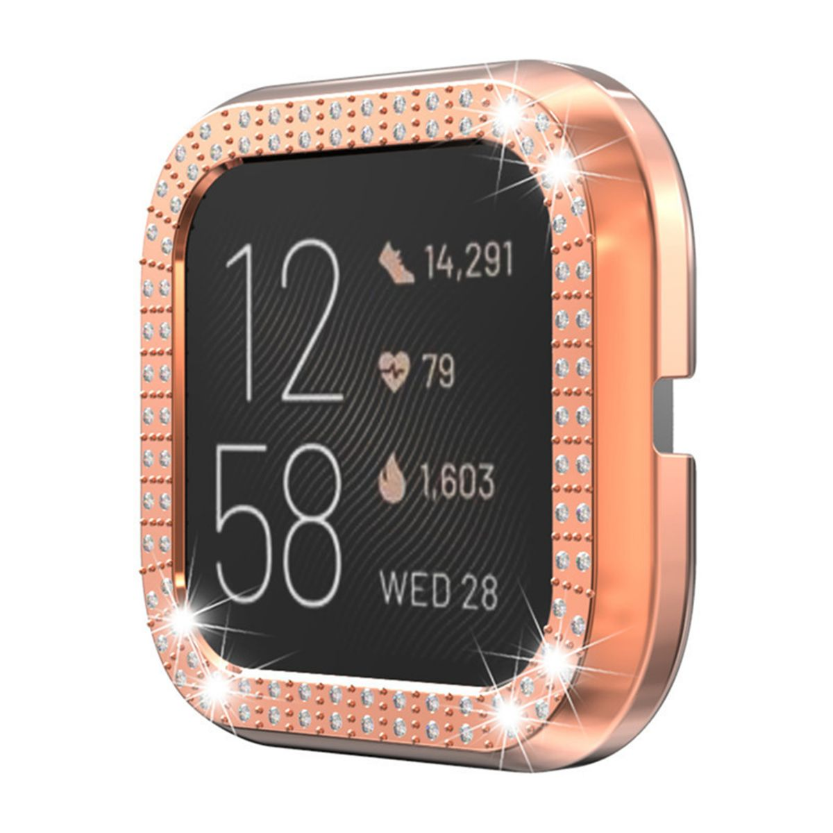 Versa Fitbit PC,Double fitbit Smartwatch-Hülle 2, Schutzfolien, versa fitbit versa 2, DIIDA 2, Diamond,für Smartwatch-Hülle,Hard Roségold Smartwatch Fitbit