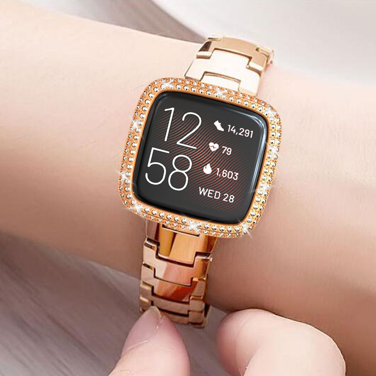 Fitbit Smartwatch Schutzfolien, Smartwatch-Hülle PC,Double Smartwatch-Hülle,Hard fitbit 2, Versa fitbit Roségold DIIDA versa Fitbit versa 2, 2, Diamond,für