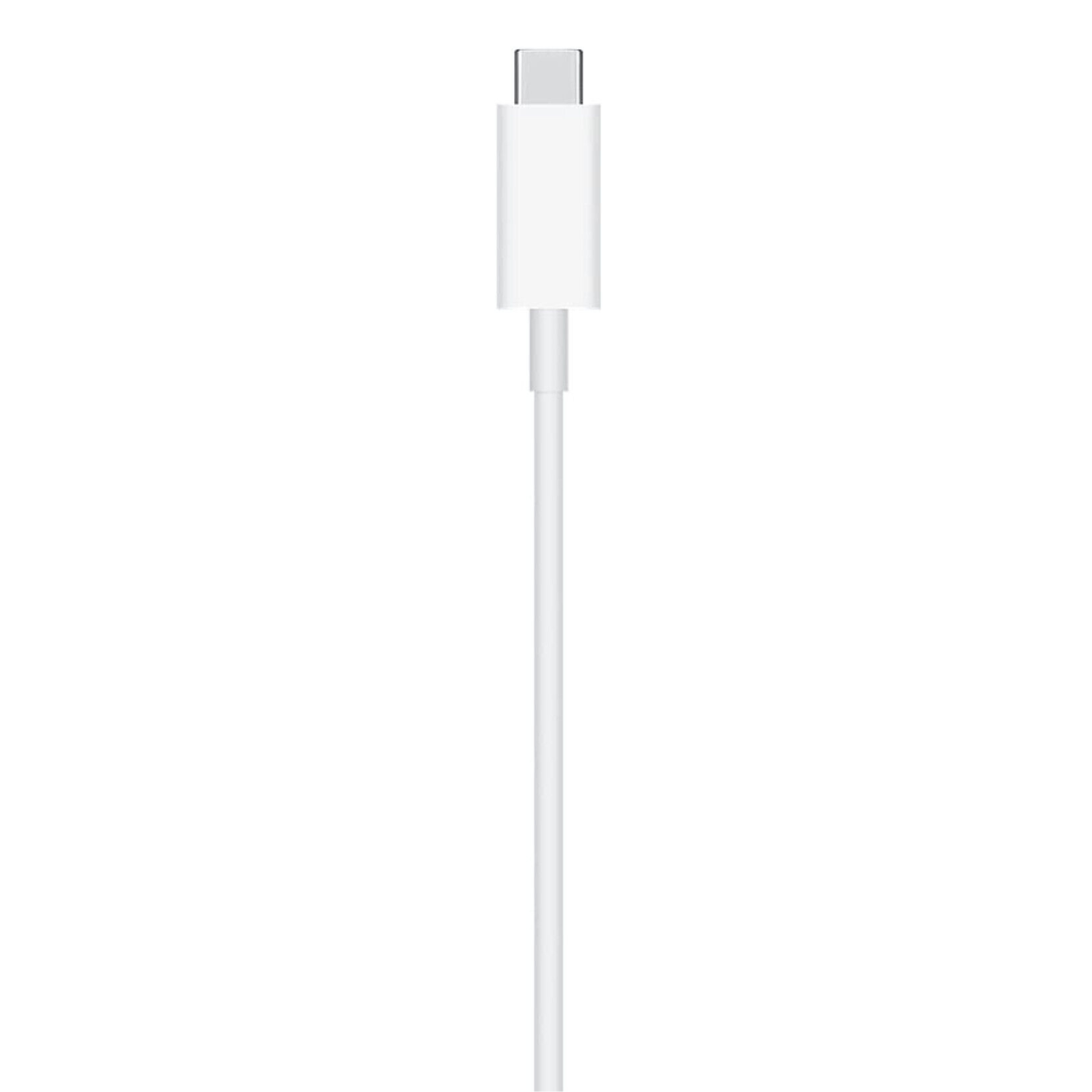 Ein weißes USB-C-Kabel mit weißem Stecker oben.