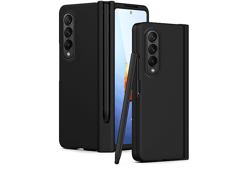 WIGENTO Kunststoff Design Hülle Full Z Stift, Folie 5G, Fold4 Schwarz Galaxy + Cover, + Samsung