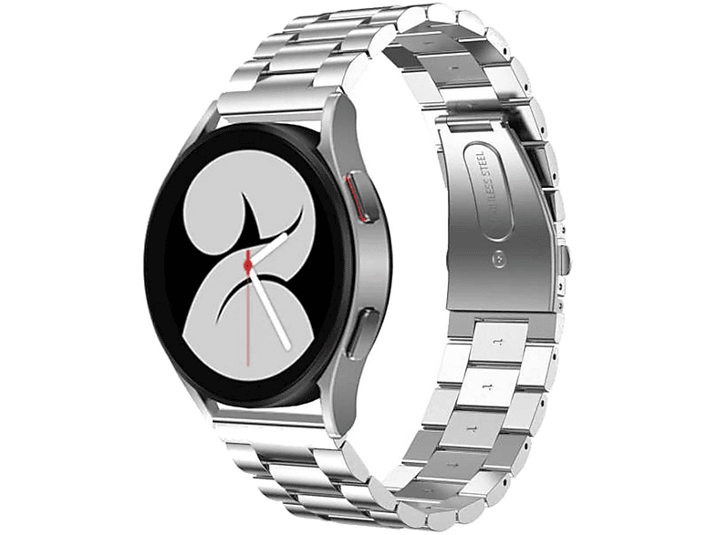 WIGENTO Stahl Metall Design Band, Ersatzarmband, Samsung, Galaxy Watch 6 / 5 / 4 40 44 mm / Watch 5 Pro 45mm / Watch 6 / 4 Classic 43 47 mm / 42 46 mm, Silber