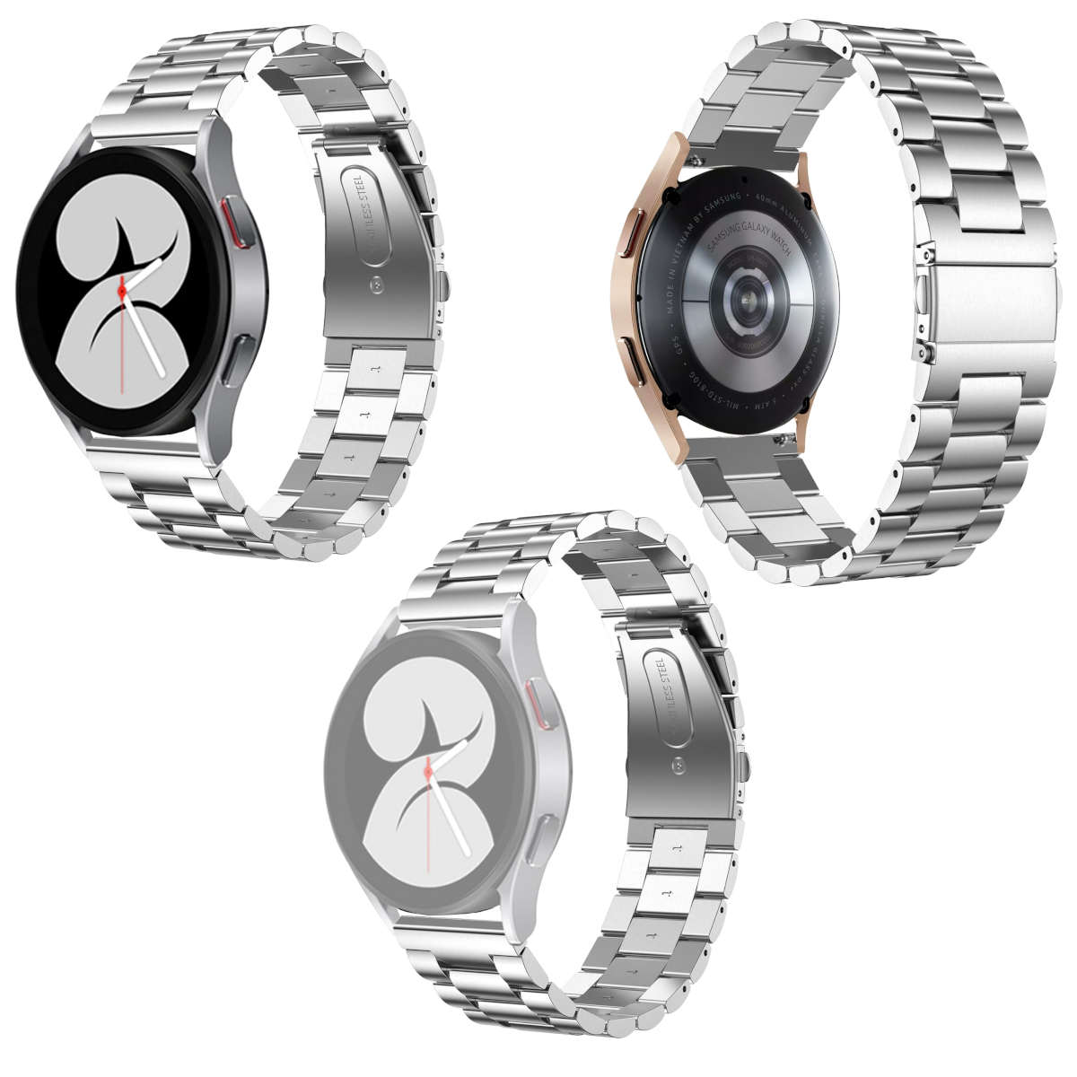 Watch 47 45mm / Watch Samsung, / mm / 4 40 / Design 44 WIGENTO mm Watch 4 Metall / Silber / 42 46 5 6 5 Classic Pro Galaxy Stahl mm, 43 Ersatzarmband, 6 Band,