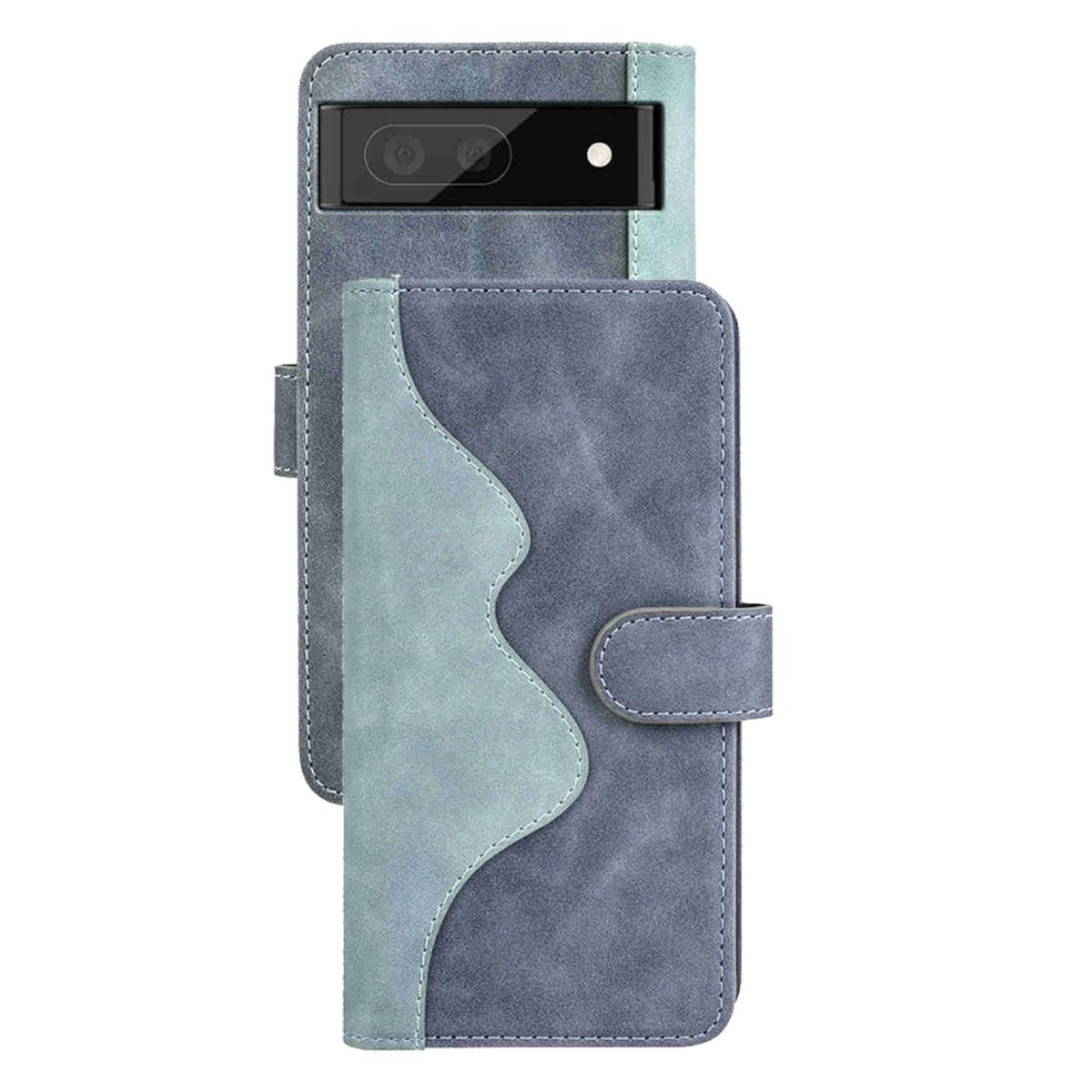 Kreditkarten Wallet Tasche Blau & 2Color WIGENTO Bookcover, Google, Book 6a, Pixel mit Fach, Geld