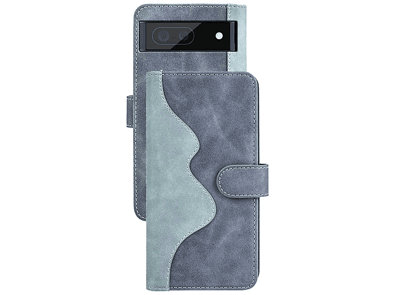 WIGENTO 2Color Book Wallet Tasche mit Kreditkarten & Geld Fach, Bookcover, Google, Pixel 6a, Blau