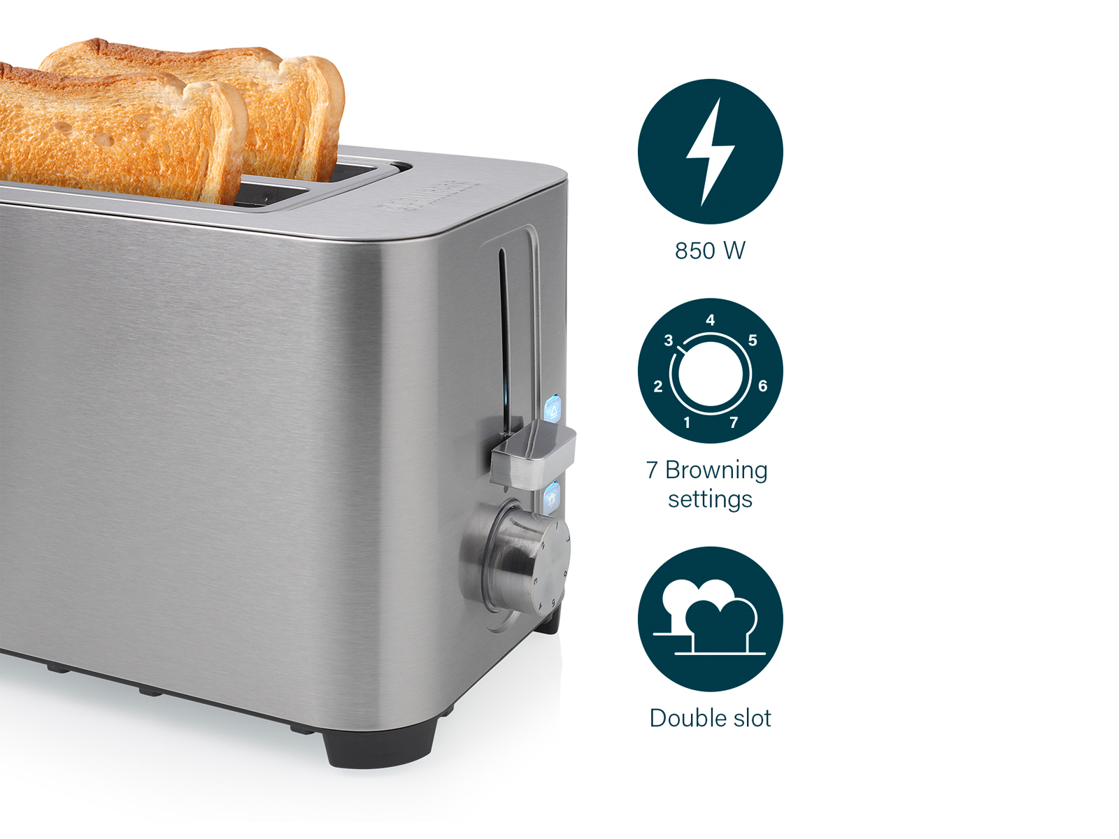 Silber Watt, Schlitze: (850 142400 2) PRINCESS Toaster