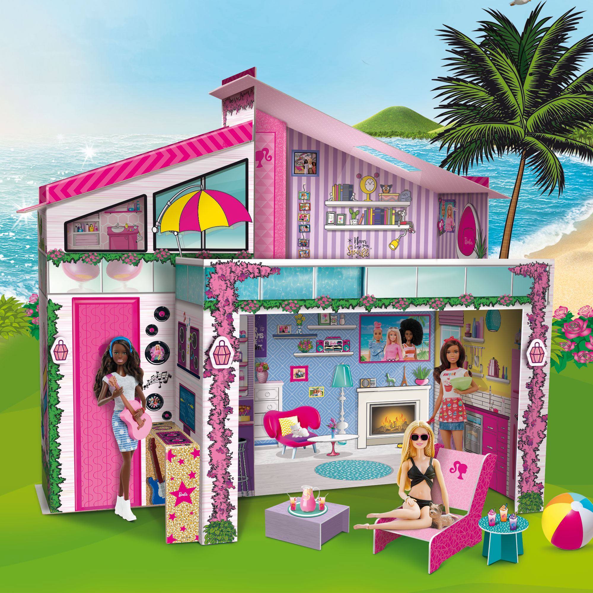 Lernspiele, Strandvilla Barbie Puppe, mehrfarbig Barbie mit BARBIE Barbie Lisciani
