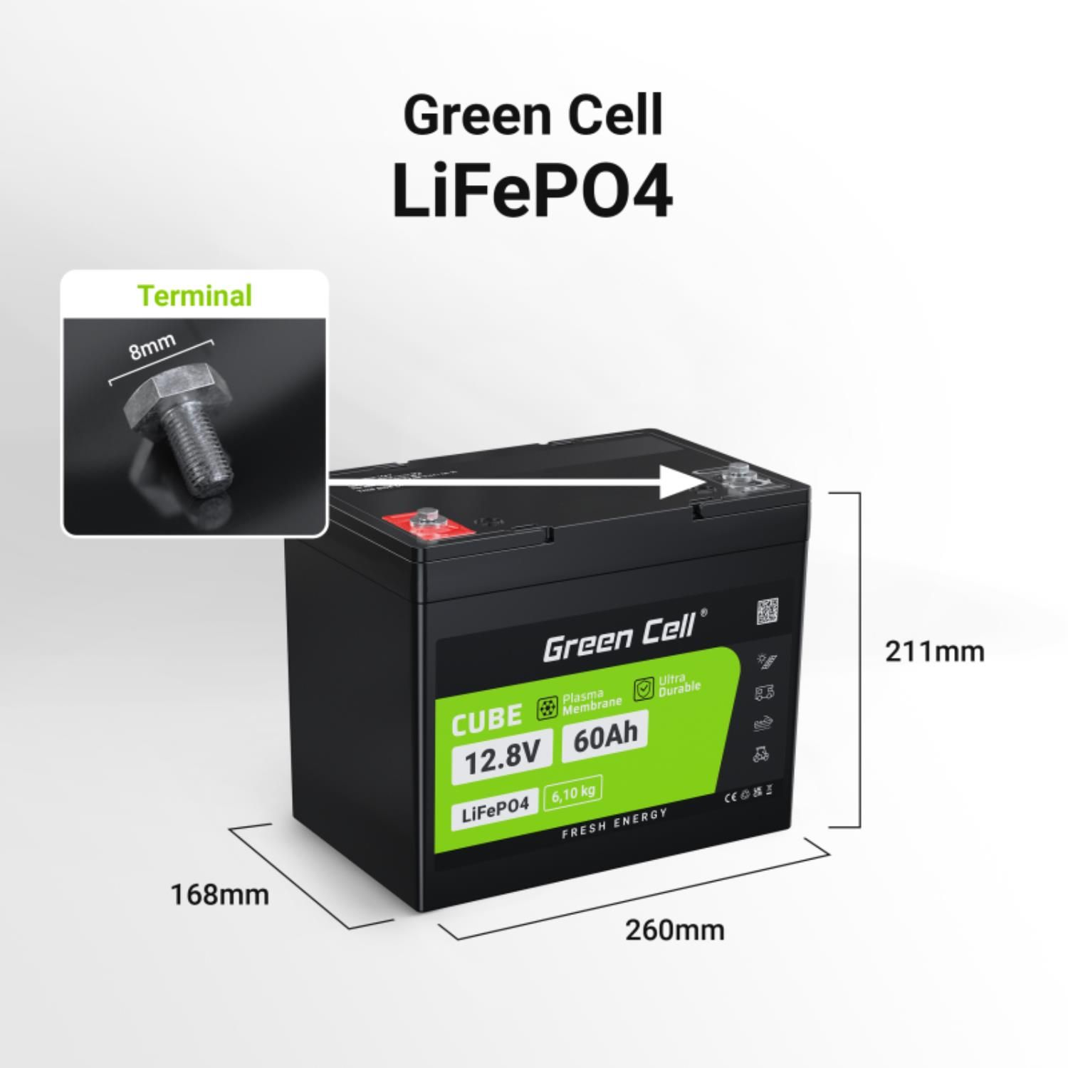 GREEN CELL LiFePO4 AVR interactive Akku, Line mAh 768Wh